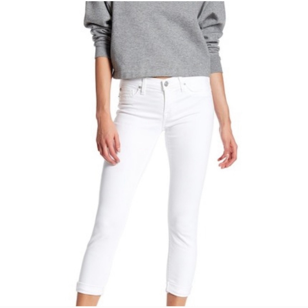 Hudson crop Harkin super skinny with cuff white jeans size 26